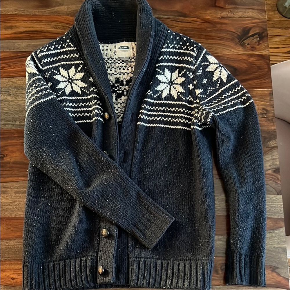 Navy Blue Patterned Men's Sweater